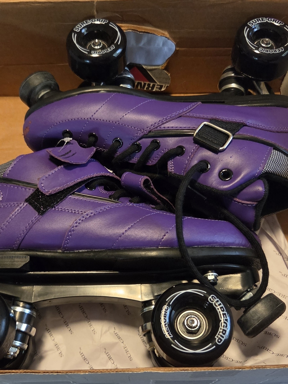 Sure Grip Size 9 Purple Roller Skates - Classic Lace-Up Design